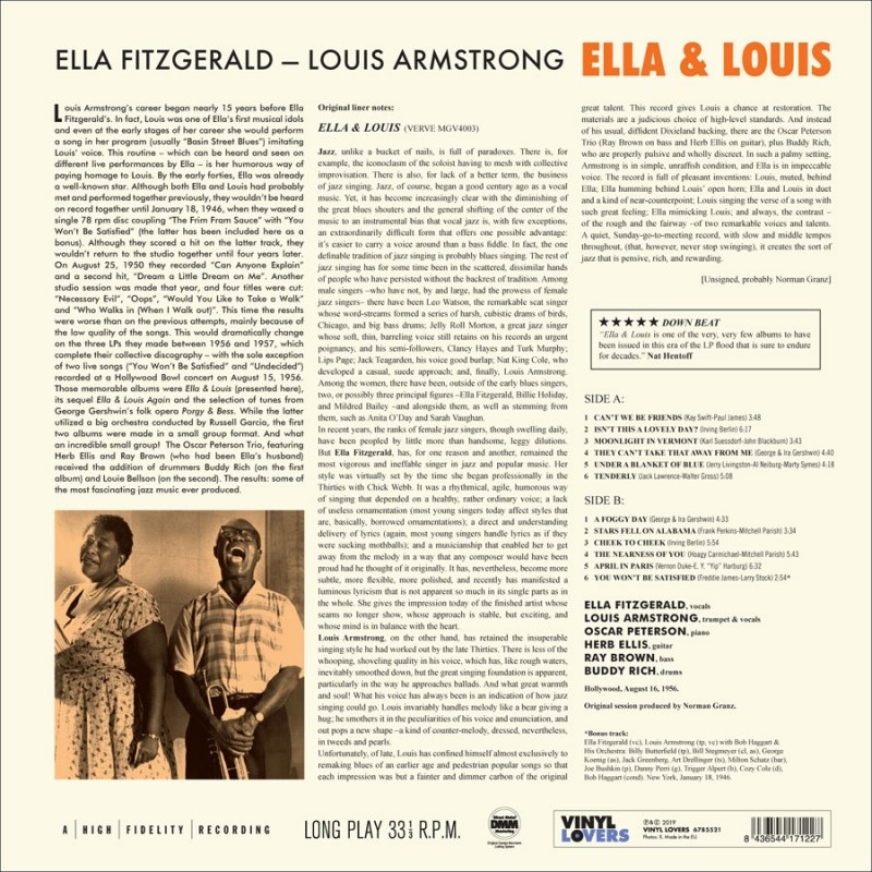 Louis　Vinyl　Lovers　Ella　Louis　Fitzgerald,　Armstrong,　Ella　[VL]　vinyl　record